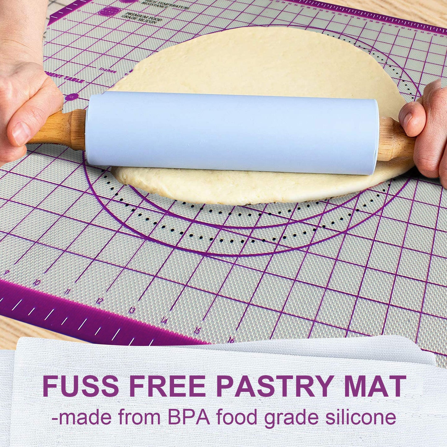 Large Size Non-Slip Cooking Tools Silicone Baking Pastry Mat with MeasBaker Boutique