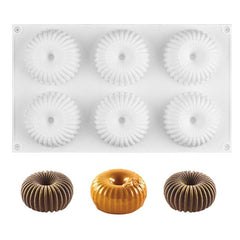 3D Silicone Baking Molds, Silicone Molds for Mousse Cake, Dessert Mold for Chocolate Pudding Pastry, Dense Ring Shapes, 6 Cavity