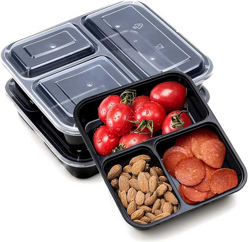 36OZ Meal Prep Containers with Lids 15 Pack, Reusable Lunch Boxes, 3 Compartment Food Storage, Microwave/Dishwasher/Freezer Safe