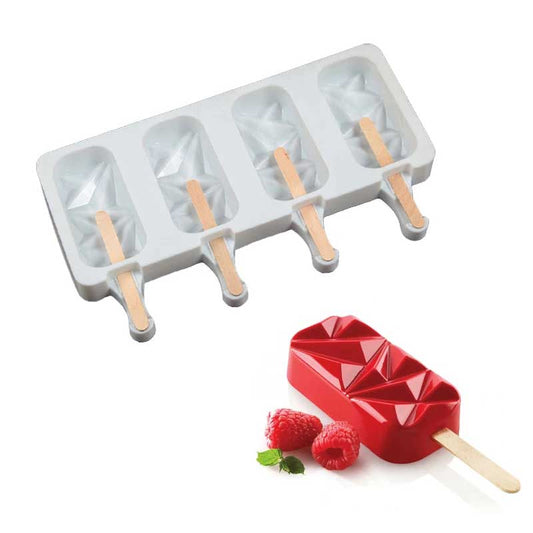 Silicone Popsicle Mold 4 Cavity Ice Cream Maker Big Size Ice Cube Tray Popsicle Barrel Maker Mould Kitchen Tool