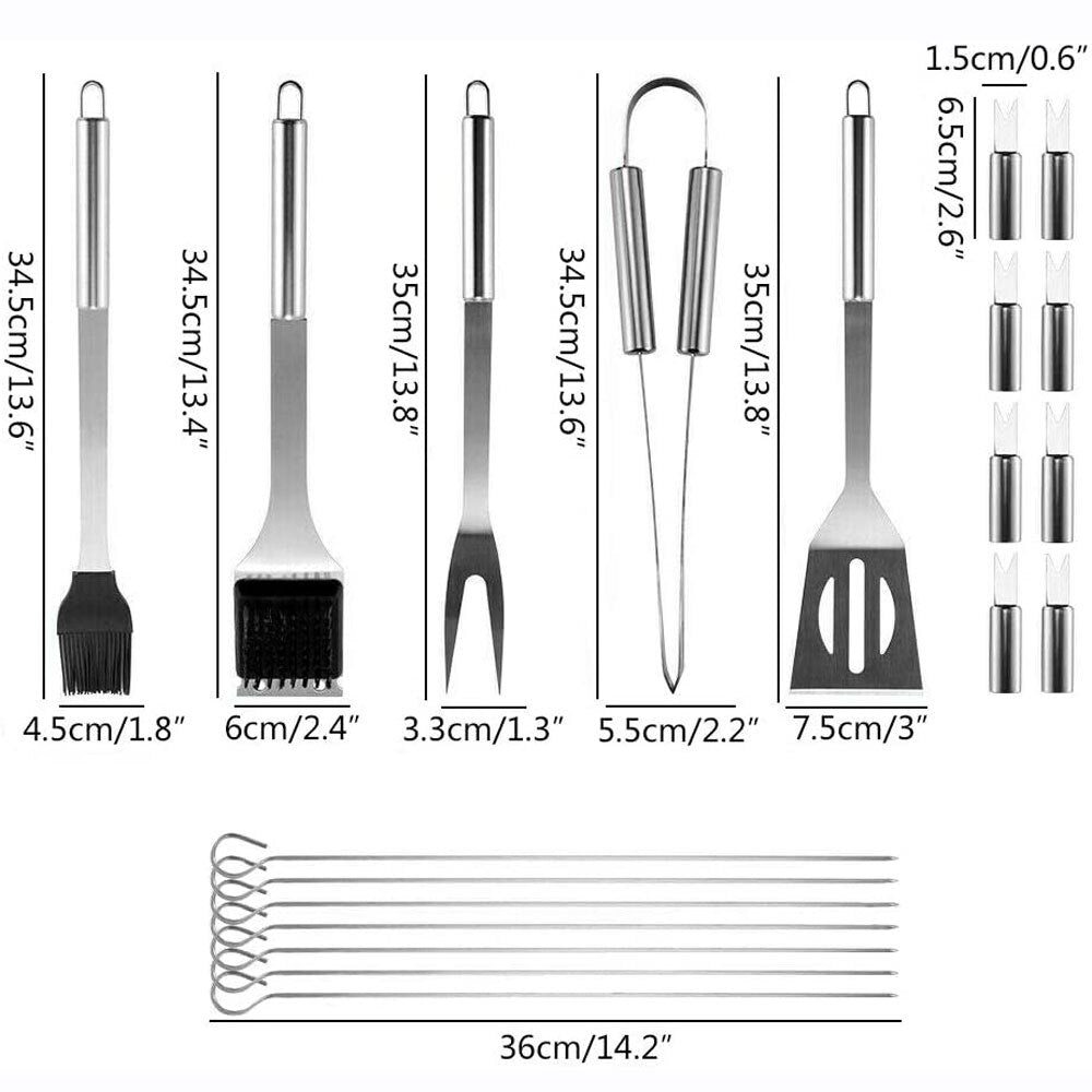 20Pcs/set BBQ Tools Stainless Steel Barbecue Utensil Accessories CampiBaker Boutique