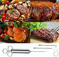 Chicken Injector Stainless-Steel Seasoning Injector Meat Poultry Injection Tool 2-oz Marinade Meat Injector Kitchen Tools