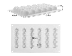 6-Concave Ball Long Strip-Shaped Cake Mold Silicone Mouse Mould Dessert Decoration Bakeware 3D Baking Tools