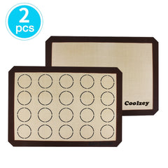 Coolzey 2Pcs Silicone Baking Mats Non Stick Macaron Mat Professional Grade Liner Sheets