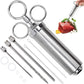 Chicken Injector Stainless-Steel Seasoning Injector Meat Poultry Injection Tool 2-oz Marinade Meat Injector Kitchen Tools