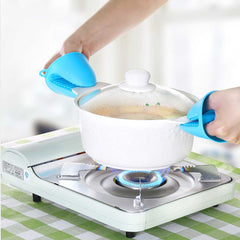 2Pcs Silicone Pot Holder Oven Mitts Gloves Finger Protector Pinch Grips Heat Resistant for Kitchen Cooking & Baking Blue