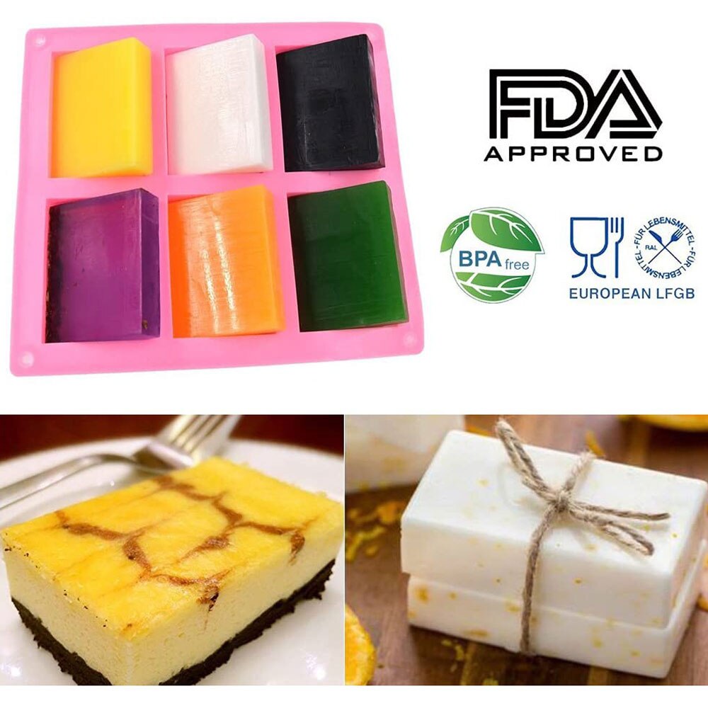 6 Cavity square soap mold Rectangle Silicone Mold Bake Mold Cereal BarBaker Boutique