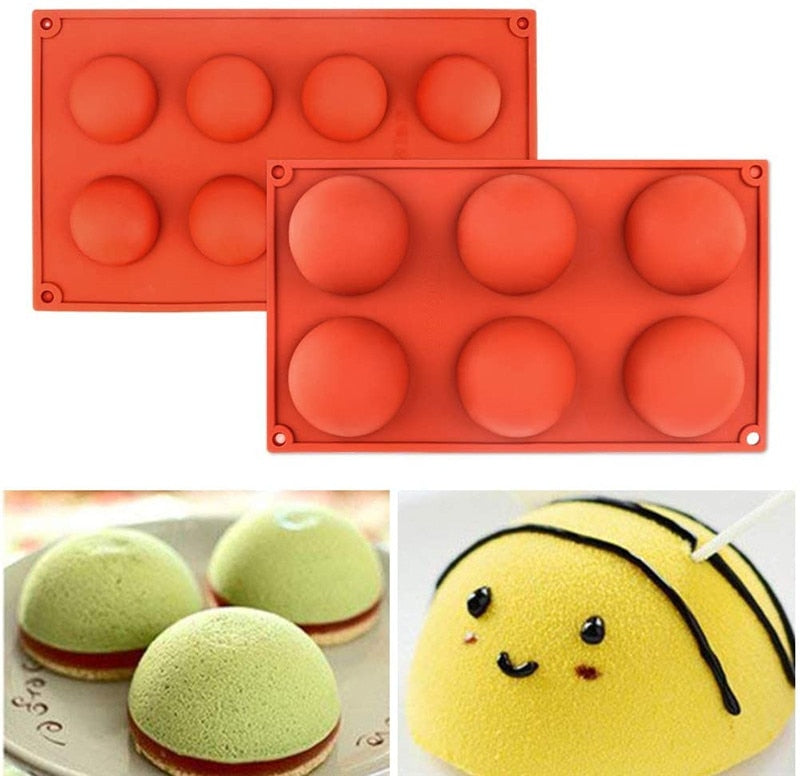 Semicircle Silicone Mold, Half Sphere Mold Dome Bakeware Set for Cake Decoration, Half Circle Baking Tray for Teacake, Chocolate