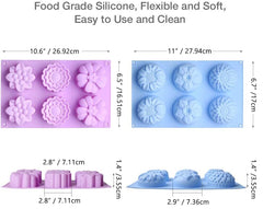 DIY Handmade Soap Mould Baking Accessories 6 Holes Flower Shaped Silicone Fondant Cake Mold Soap Making Kitchen Tools (4pcs)