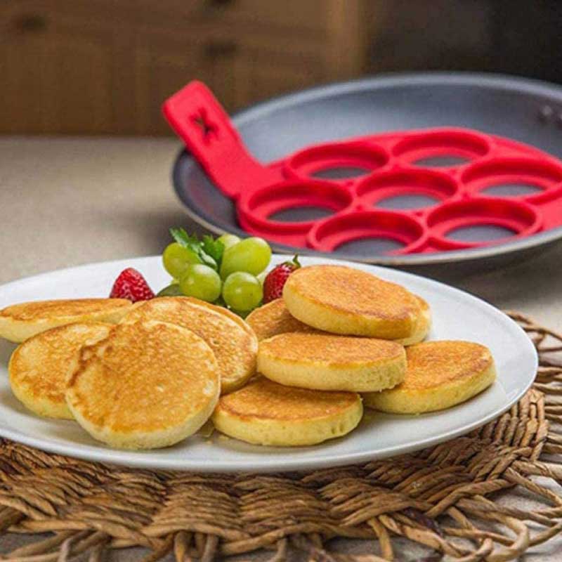 Pancake Molds 7 Holes Omelette Mold Ring Fried Egg Mold Reusable Silicone Non Stick Pancake Maker Egg Ring Cooking Tools