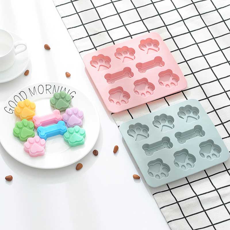 Paw Mold and Dog Bone Mold Nonstick Silicone Baking Molds for Chocolate Candy Jelly Ice Cube Dog Treats