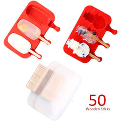 2 Pieces Food Grade Silicone Ice Cream Makers DIY Ice Cream Mold with 50PCS Popsicle Sticks Ice lolly Moulds Baking Tools
