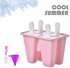 DIY Ice Cream Mold 4 Grids Ice Cube Molds Homemade Summer Popsicle Maker Platsic Kitchen Tools Lolly Mould Party
