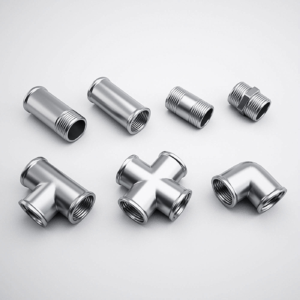 Stainless steel pipe fittings including elbow, tee, cross, and nipple connectors