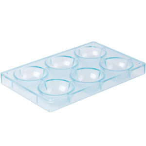 Polycarbonate 6 Compartment Large Half Spheres Chocolate Mold