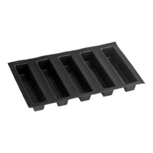 Origine 15 3/4" x 11 13/16" Silicone Long Cake Mould with (5) 9 1/8" x 1 3/4" Cavities